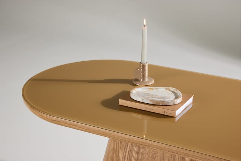 Castor Ovalt Soffbord i Glas med Träunderrede - Beige - Möbler - Vardagsrum - Soffbord & vardagsrumsbord - Soffbord