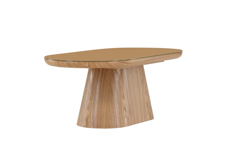 Castor Ovalt Soffbord i Glas med Träunderrede - Beige - Möbler - Vardagsrum - Soffbord & vardagsrumsbord - Soffbord