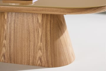 Castor Ovalt Soffbord i Glas med Träunderrede - Beige - Möbler - Vardagsrum - Soffbord & vardagsrumsbord - Soffbord