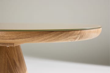 Castor Ovalt Soffbord i Glas med Träunderrede - Beige - Möbler - Vardagsrum - Soffbord & vardagsrumsbord - Soffbord