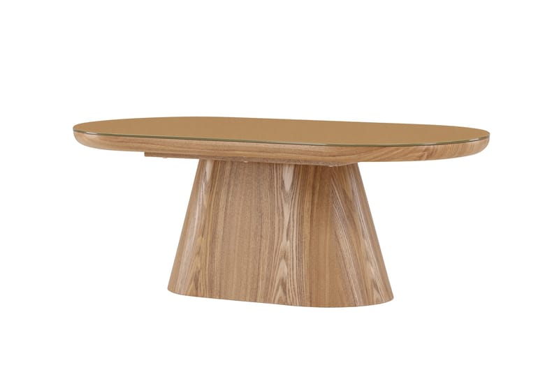 Castor Ovalt Soffbord i Glas med Träunderrede - Beige - Möbler - Vardagsrum - Soffbord & vardagsrumsbord - Soffbord