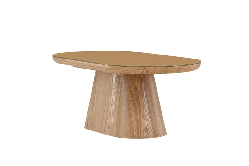 Castor Ovalt Soffbord i Glas med Träunderrede - Beige - Möbler - Vardagsrum - Soffbord & vardagsrumsbord - Soffbord
