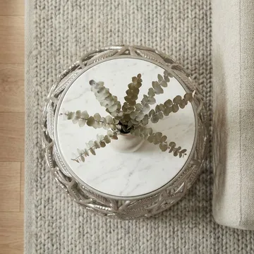 Ceron Runt sidobord 40 cm med marmorskiva - vit silver - Möbler - Vardagsrum - Soffbord & vardagsrumsbord - Brickbord