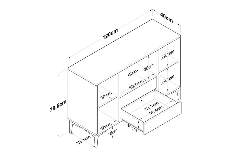 Cerreta Konsollbord 120 cm - Mediumfärgat trä/Vit - Möbler - Vardagsrum - Soffbord & vardagsrumsbord - Avlastningsbord & konsolbord