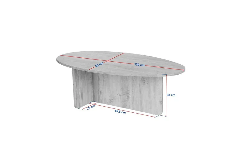 Ceyra Ovalt Soffbord 120 cm i Trä - Brun - Möbler - Vardagsrum - Soffbord & vardagsrumsbord - Soffbord