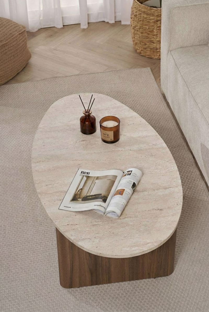 Ceyra Soffbord 120x40x65 cm - Travertine Walnut - Möbler - Vardagsrum - Soffbord & vardagsrumsbord - Soffbord
