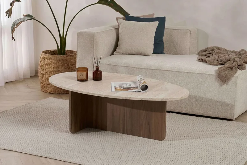 Ceyra Soffbord 120x40x65 cm - Travertine Walnut - Möbler - Vardagsrum - Soffbord & vardagsrumsbord - Soffbord