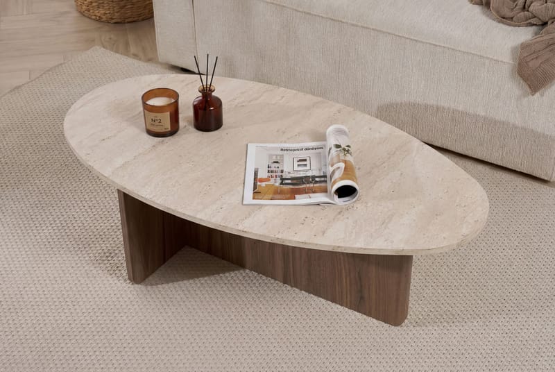 Ceyra Soffbord 120x40x65 cm - Travertine Walnut - Möbler - Vardagsrum - Soffbord & vardagsrumsbord - Soffbord