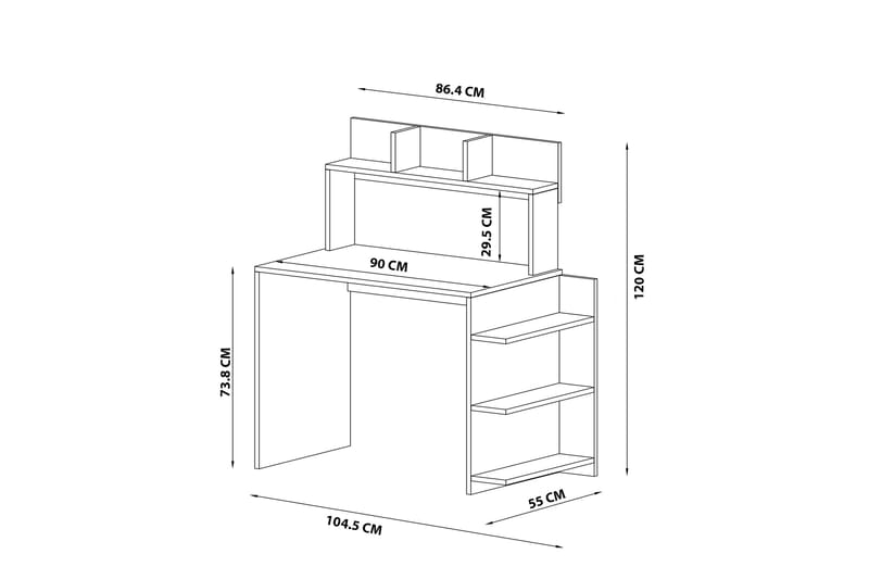 CHAING Skrivbord 104,5x55 cm Vit - Skrivbord - Bord