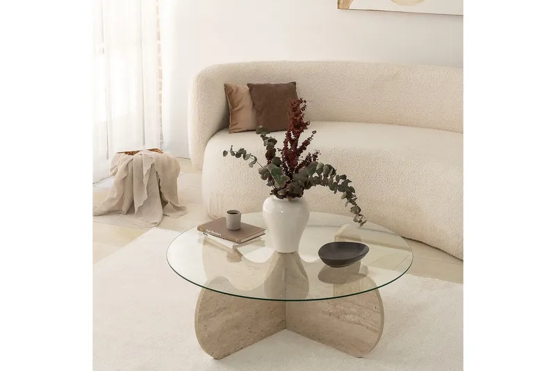 Chaino Soffbord 90 cm - Beige - Möbler - Vardagsrum - Soffbord & vardagsrumsbord - Soffbord