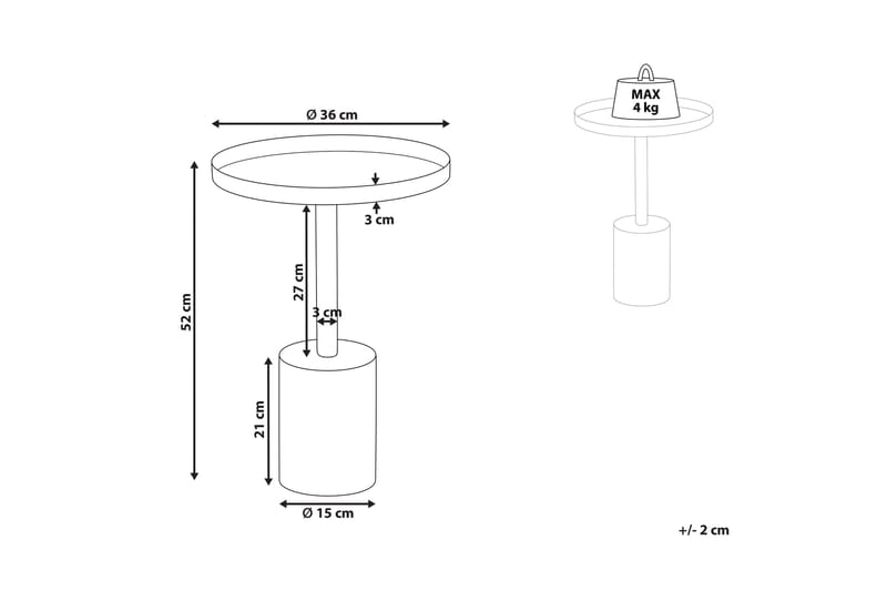 Charis Sidobord 36 cm - Guld/Vit - Möbler - Vardagsrum - Soffbord & vardagsrumsbord - Brickbord