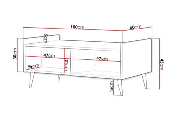 Chiku 100 cm Rektangulärt Soffbord med Hyllor i Målat Trä - Beige - Möbler - Vardagsrum - Soffbord & vardagsrumsbord - Soffbord