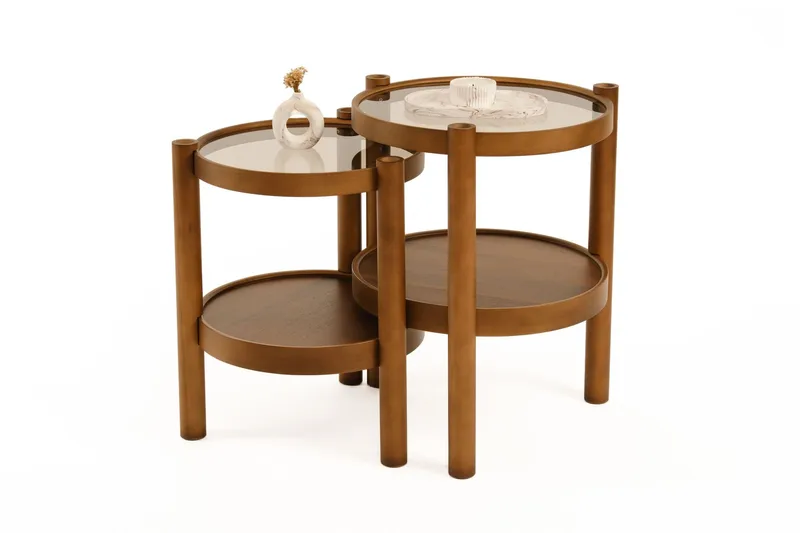 Cielieucel Satsbord (2 delar) 45x60x45 cm - Valnöt - Möbler - Vardagsrum - Soffbord & vardagsrumsbord - Satsbord