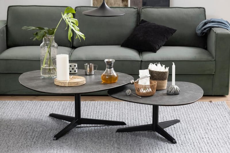 Cimino Ovalt Soffbord 100 cm i Keramik med Metallunderrede - Mörkgrå - Möbler - Vardagsrum - Soffbord & vardagsrumsbord - Soffbord