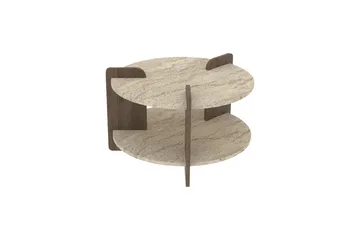 Cindral Soffbord 70 cm Rund - Travertin Och Valnöt - Möbler - Vardagsrum - Soffbord & vardagsrumsbord - Soffbord