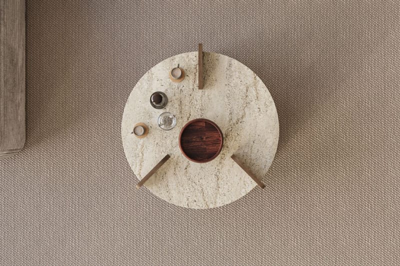 Cindral Soffbord 70 cm Rund - Travertin Och Valnöt - Möbler - Vardagsrum - Soffbord & vardagsrumsbord - Soffbord