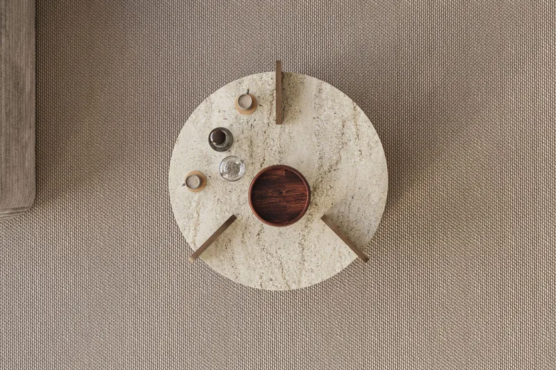 Cindral Soffbord 70 cm Rund - Travertin Och Valnöt - Möbler - Vardagsrum - Soffbord & vardagsrumsbord - Soffbord