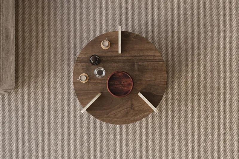 Cindral Soffbord 70 cm Rund - Valnöt Och Travertin - Möbler - Vardagsrum - Soffbord & vardagsrumsbord - Soffbord