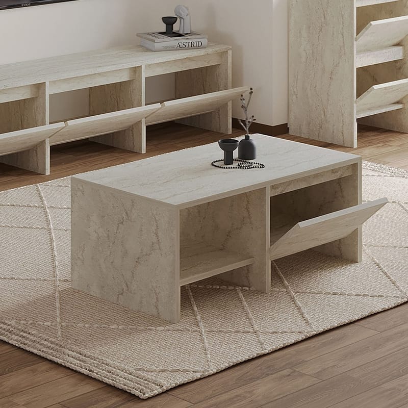 Crala Soffbord 90x35x45 cm - Travertin - Möbler - Vardagsrum - Soffbord & vardagsrumsbord - Soffbord