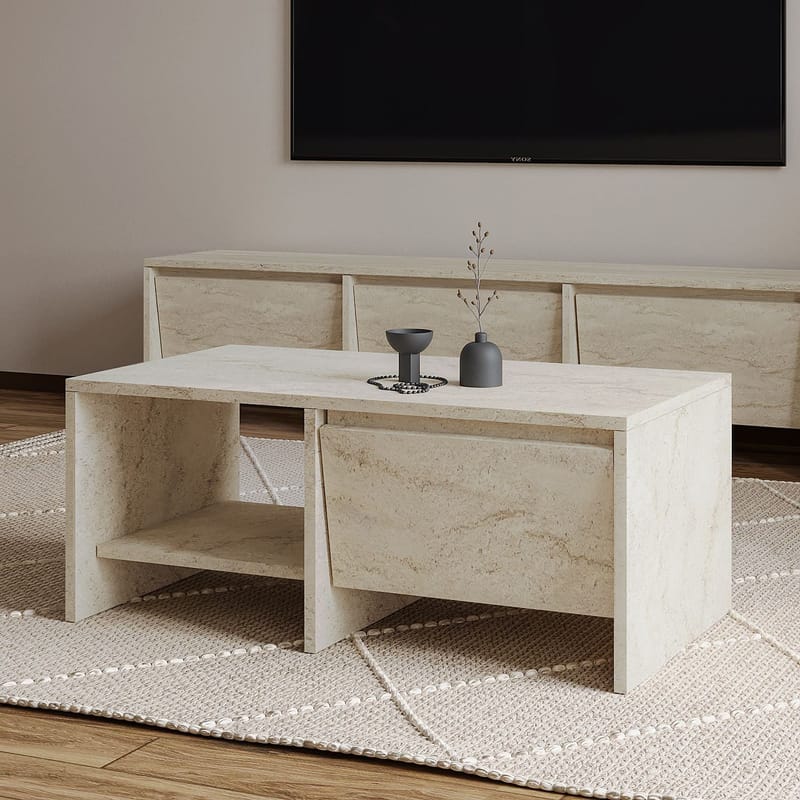 Crala Soffbord 90x35x45 cm - Travertin - Möbler - Vardagsrum - Soffbord & vardagsrumsbord - Soffbord