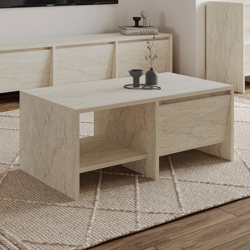 Crala Soffbord 90x35x45 cm - Travertin - Möbler - Vardagsrum - Soffbord & vardagsrumsbord - Soffbord