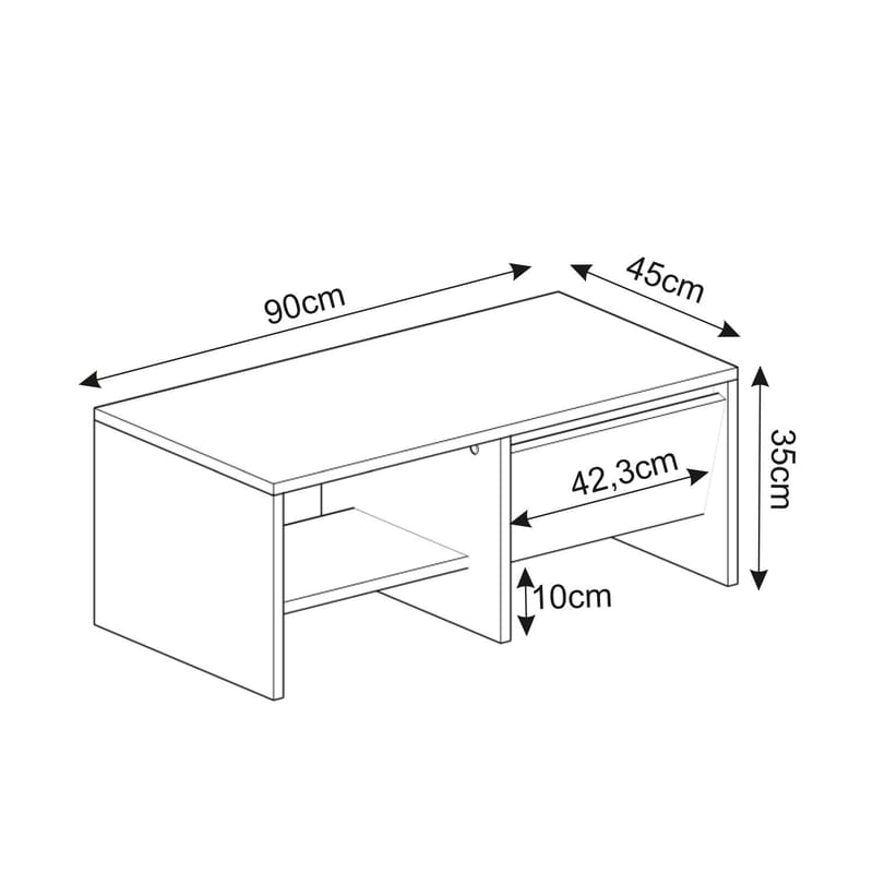 Crala Soffbord 90x35x45 cm - Vit - Möbler - Vardagsrum - Soffbord & vardagsrumsbord - Soffbord