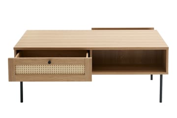 Cyndy 110 cm Rektangulärt Soffbord med Lådor i Ljust Trä - Beige - Möbler - Vardagsrum - Soffbord & vardagsrumsbord - Soffbord
