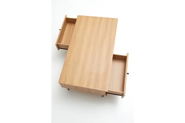 Cyndy 110 cm Rektangulärt Soffbord med Lådor i Ljust Trä - Beige - Möbler - Vardagsrum - Soffbord & vardagsrumsbord - Soffbord