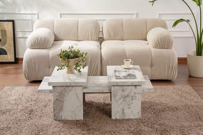 Dabi Soffbord 110x45 cm - Marmor/Beige - Möbler - Vardagsrum - Soffbord & vardagsrumsbord - Satsbord