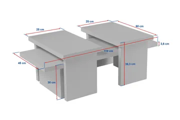 Dabi Soffbord 110x45 cm - Vit - Möbler - Vardagsrum - Soffbord & vardagsrumsbord - Satsbord