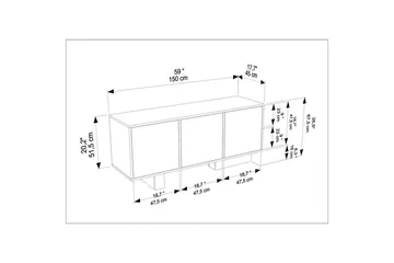 Dargaville Konsollbord 150 cm - Valnöt/Travertine - Förvaring - Förvaringsmöbler - Skänkar & sideboards