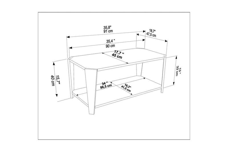 Dargaville Soffbord 91 cm - Valnöt/Svart - Möbler - Vardagsrum - Soffbord & vardagsrumsbord - Soffbord
