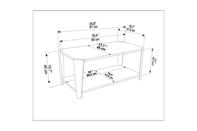 Dargaville Soffbord 91 cm - Valnöt/Svart - Möbler - Vardagsrum - Soffbord & vardagsrumsbord - Soffbord