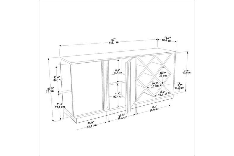 Dasina Konsollbord 148 cm - Valnöt/Svart - Förvaring - Förvaringsmöbler - Skänkar & sideboards