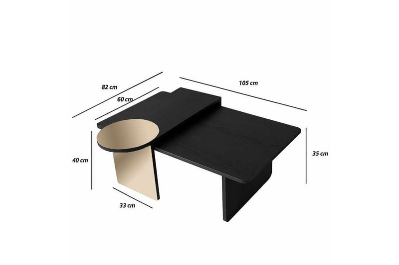 Dasina Satsbord 105 cm - Svart - Möbler - Vardagsrum - Soffbord & vardagsrumsbord - Satsbord