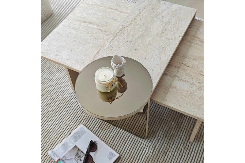 Dasina Satsbord 105 cm - Travertine - Möbler - Vardagsrum - Soffbord & vardagsrumsbord - Satsbord