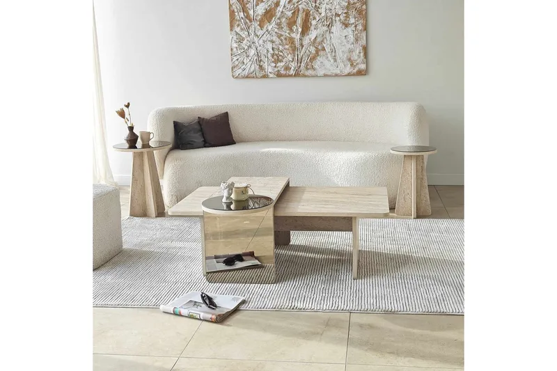 Dasina Satsbord 105 cm - Travertine - Möbler - Vardagsrum - Soffbord & vardagsrumsbord - Satsbord