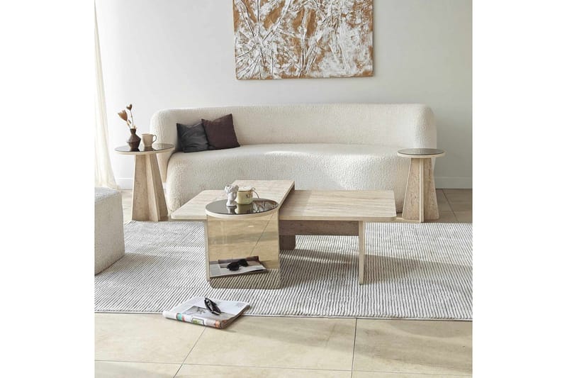 Dasina Satsbord 105 cm - Travertine - Möbler - Vardagsrum - Soffbord & vardagsrumsbord - Satsbord
