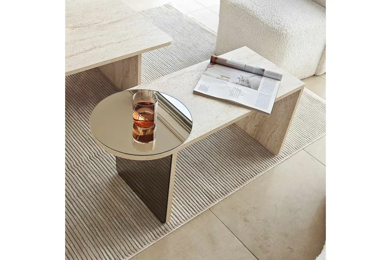 Dasina Satsbord 105 cm - Travertine - Möbler - Vardagsrum - Soffbord & vardagsrumsbord - Satsbord