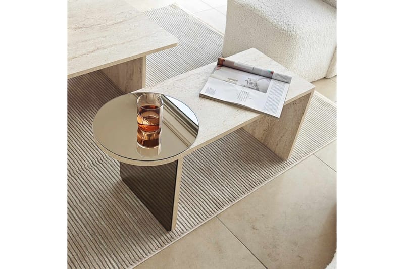 Dasina Satsbord 105 cm - Travertine - Möbler - Vardagsrum - Soffbord & vardagsrumsbord - Satsbord