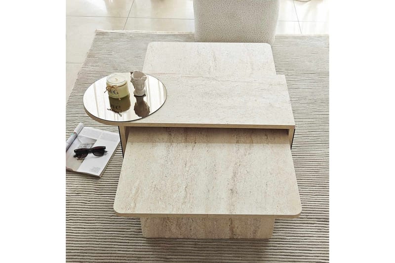 Dasina Satsbord 105 cm - Travertine - Möbler - Vardagsrum - Soffbord & vardagsrumsbord - Satsbord