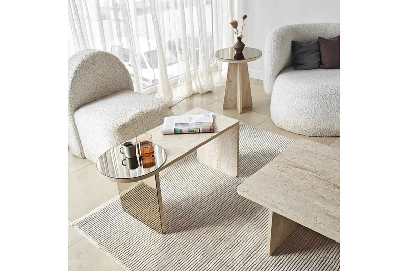 Dasina Satsbord 105 cm - Travertine - Möbler - Vardagsrum - Soffbord & vardagsrumsbord - Satsbord