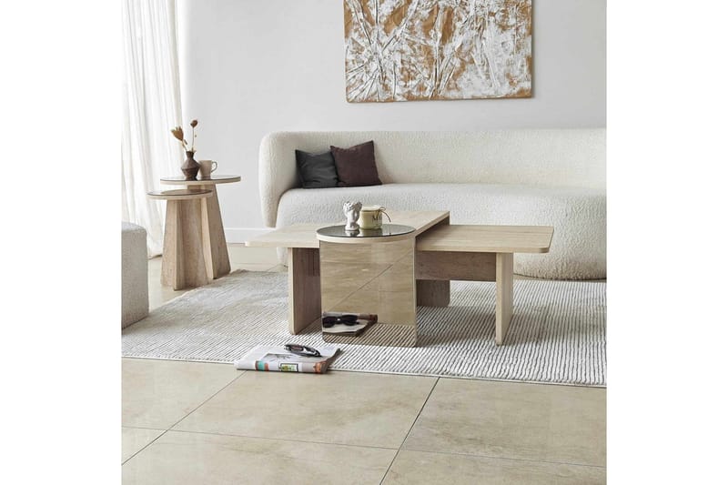 Dasina Satsbord 105 cm - Travertine - Möbler - Vardagsrum - Soffbord & vardagsrumsbord - Satsbord