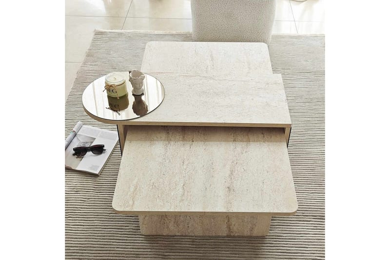 Dasina Satsbord 105 cm - Travertine - Möbler - Vardagsrum - Soffbord & vardagsrumsbord - Satsbord