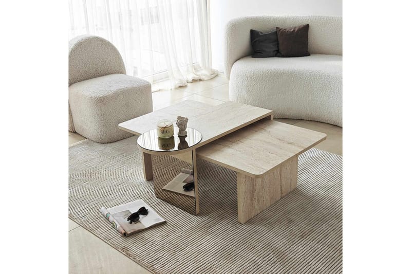 Dasina Satsbord 105 cm - Travertine - Möbler - Vardagsrum - Soffbord & vardagsrumsbord - Satsbord