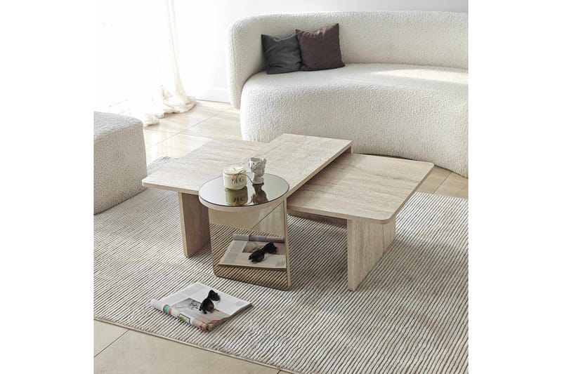 Dasina Satsbord 105 cm - Travertine - Möbler - Vardagsrum - Soffbord & vardagsrumsbord - Satsbord