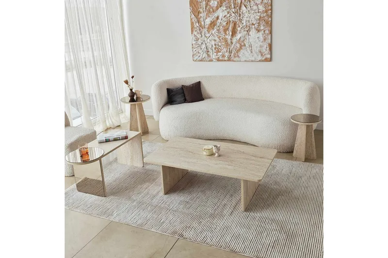 Dasina Satsbord 105 cm - Travertine - Möbler - Vardagsrum - Soffbord & vardagsrumsbord - Satsbord