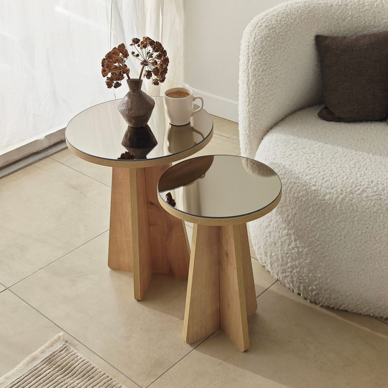 Dasina Sidobord 2 delar 50 cm - Bronzie / Safir Ek - Möbler - Vardagsrum - Soffbord & vardagsrumsbord - Satsbord