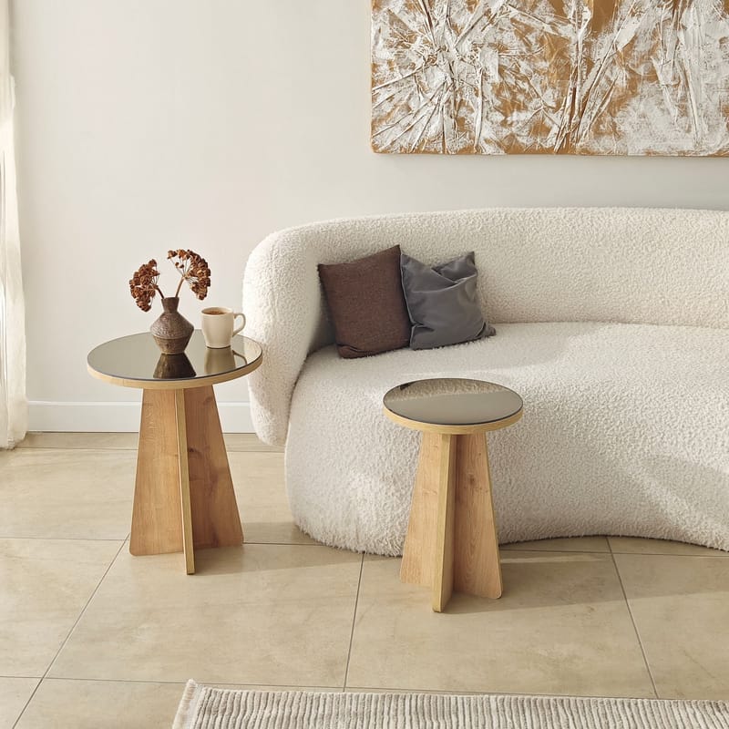 Dasina Sidobord 2 delar 50 cm - Bronzie / Safir Ek - Möbler - Vardagsrum - Soffbord & vardagsrumsbord - Satsbord