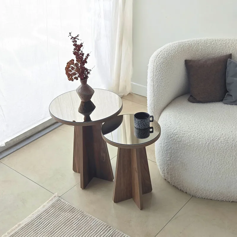 Dasina Sidobord 2 delar 50 cm - Bronzie / Valnöt - Möbler - Vardagsrum - Soffbord & vardagsrumsbord - Satsbord